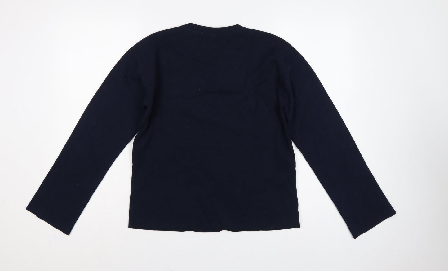 Marks and Spencer Women Blue M Crew Neck Cotton Knit Jumper