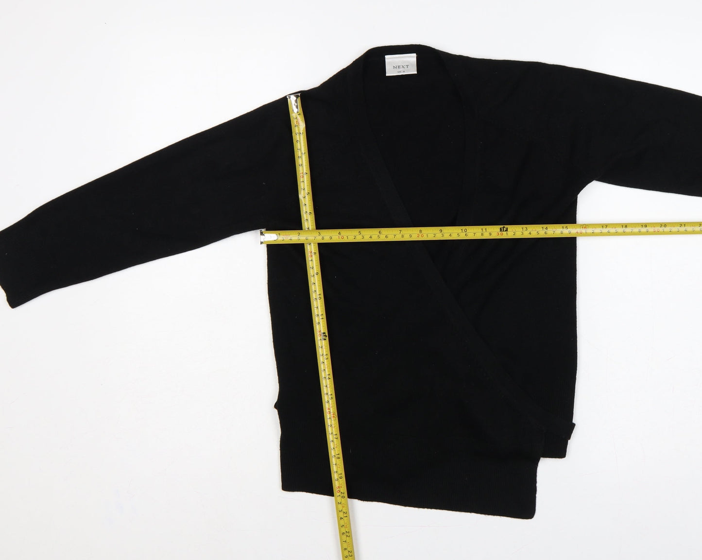 Next Women Black UK 10 Wrap Cardigan Belted Long Sleeve Knit