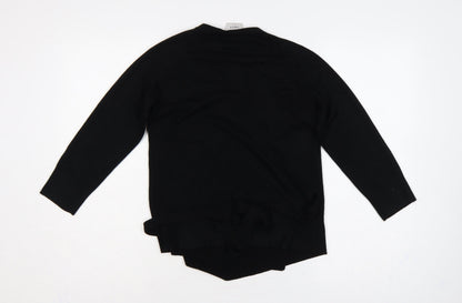 Next Women Black UK 10 Wrap Cardigan Belted Long Sleeve Knit