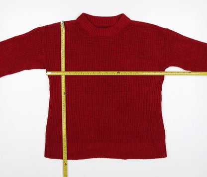 American Eagle Women Red XS Mock Neck Waffle Knit Jumper