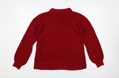 American Eagle Women Red XS Mock Neck Waffle Knit Jumper