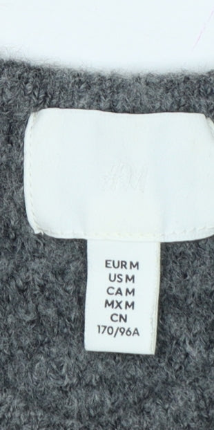 H&M Women Grey UK 12 Peplum Knit Short Sleeve Round Neck Jumper