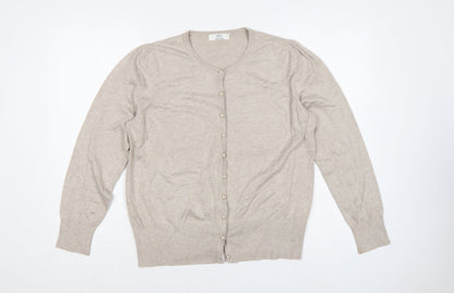 Marks and Spencer Women Beige Size 20 Button Knit Cardigan
