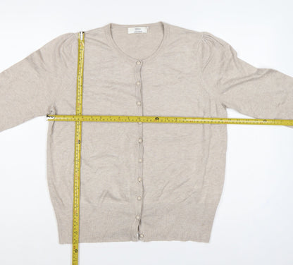Marks and Spencer Women Beige Size 20 Button Knit Cardigan