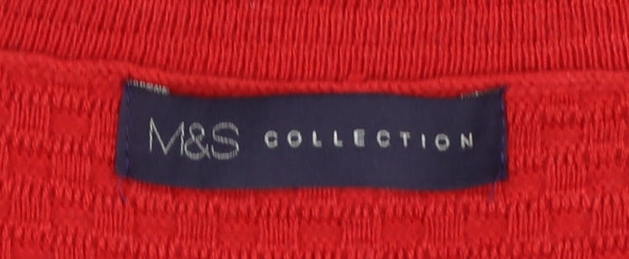 Marks & Spencer Women Red Size 10 Round Neck Zip Shoulder Jumper