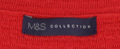 Marks & Spencer Women Red Size 10 Round Neck Zip Shoulder Jumper