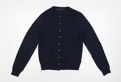 Marks & Spencer Women Blue Size 14 Button Knit Cardigan
