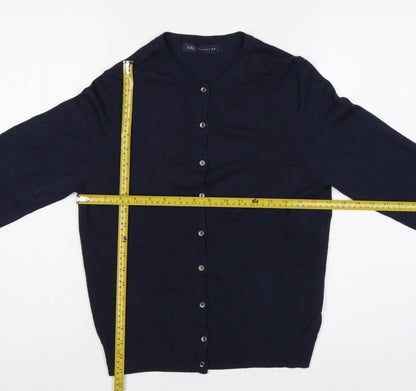 Marks & Spencer Women Blue Size 14 Button Knit Cardigan