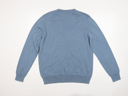 Marks & Spencer Mens Blue L Fine Cotton Crew Neck Pullover Jumper