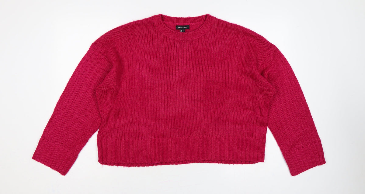New Look Women’s Pink L Crew Neck Long Sleeve Knit Jumper