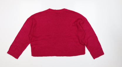 New Look Women’s Pink L Crew Neck Long Sleeve Knit Jumper