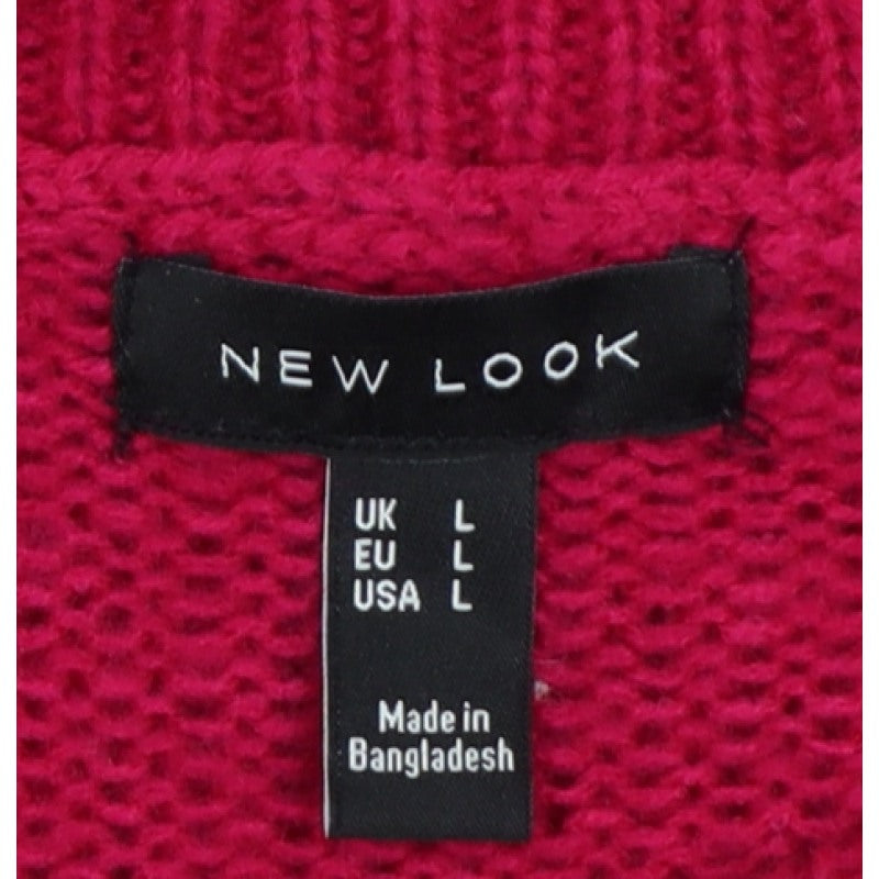 New Look Women’s Pink L Crew Neck Long Sleeve Knit Jumper