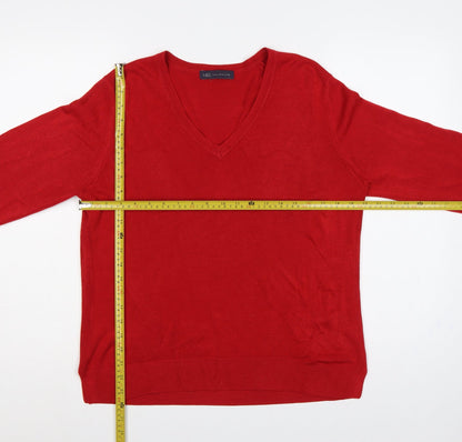 Marks and Spencer Women Red UK 16 V-Neck Raglan Knit Jumper