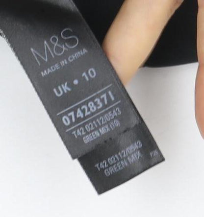 M&S Women Green UK 10 Shift Dress Floral Lace Trim Formal