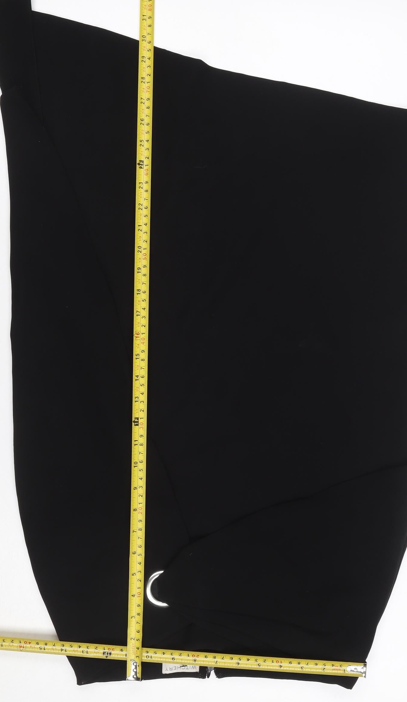 Witchery Women Black UK 8 Asymmetric Wrap Mini Skirt Silver D-Ring