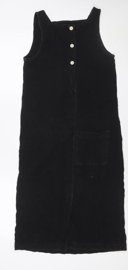 Toast Women Black XS Denim Pinafore Dungaree Knee Length Pocket Dress