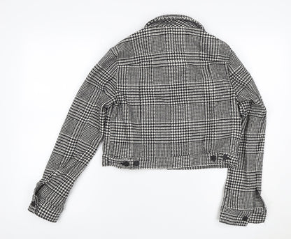 Forever 21 Women’s Black White Check Cropped Tweed Jacket Size S