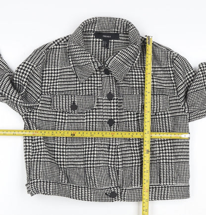 Forever 21 Women’s Black White Check Cropped Tweed Jacket Size S