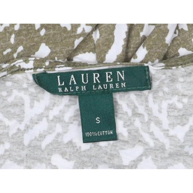 Lauren Ralph Lauren Women Green S Geometric Tie Front T-Shirt