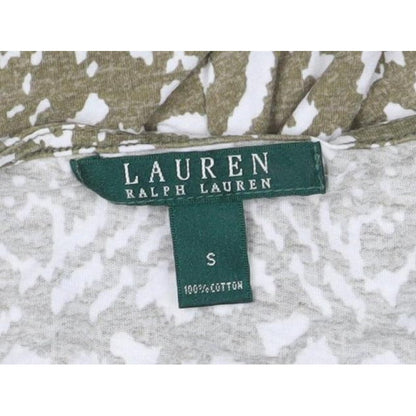 Lauren Ralph Lauren Women Green S Geometric Tie Front T-Shirt
