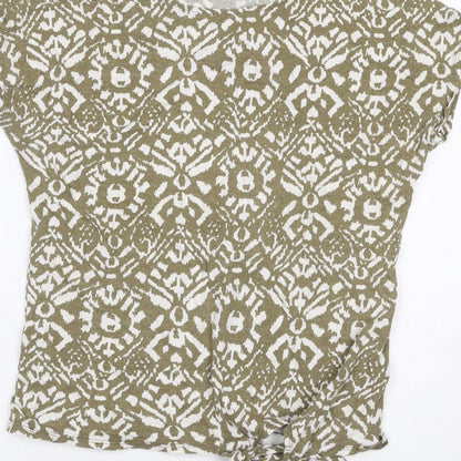 Lauren Ralph Lauren Women Green S Geometric Tie Front T-Shirt