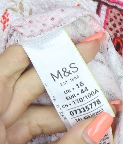 Marks & Spencer Women Multicoloured Floral Jersey Blouse UK 16