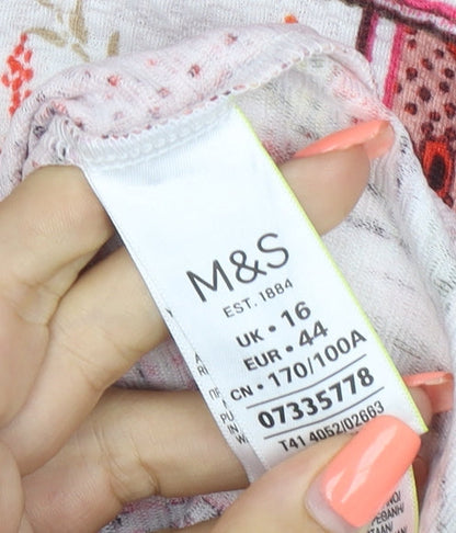 Marks & Spencer Women Multicoloured Floral Jersey Blouse UK 16