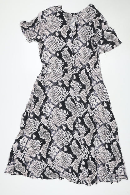Principles Women Black Snake Print Shift Dress Size 16 Jersey