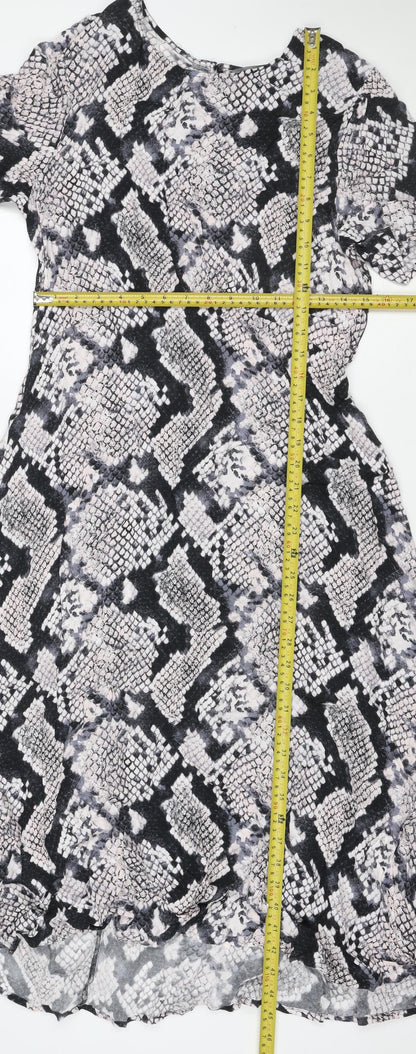 Principles Women Black Snake Print Shift Dress Size 16 Jersey
