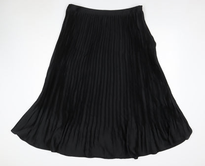 Marks & Spencer Women Black Size 18 Long Pleated Satin Skirt