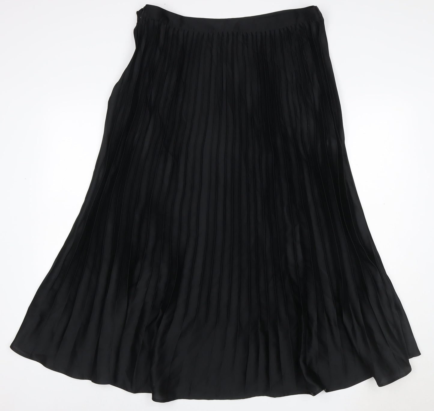 Marks & Spencer Women Black Size 18 Long Pleated Satin Skirt