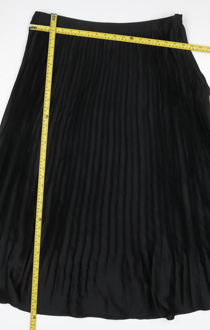 Marks & Spencer Women Black Size 18 Long Pleated Satin Skirt