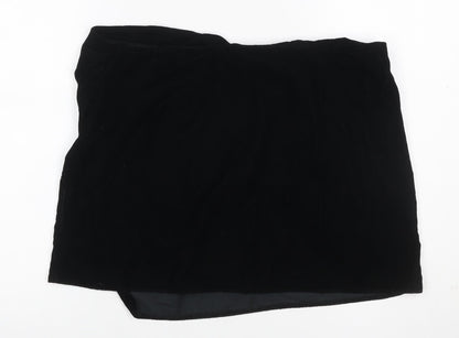 Back view of ASOS DESIGN Women Black UK 16 Velvet Asymmetric Pencil Mini Skirt