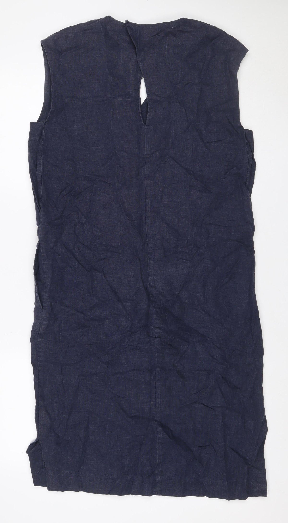 Jigsaw Women Blue UK 8 Linen Maxi Shift V-Neck Sleeveless Dress