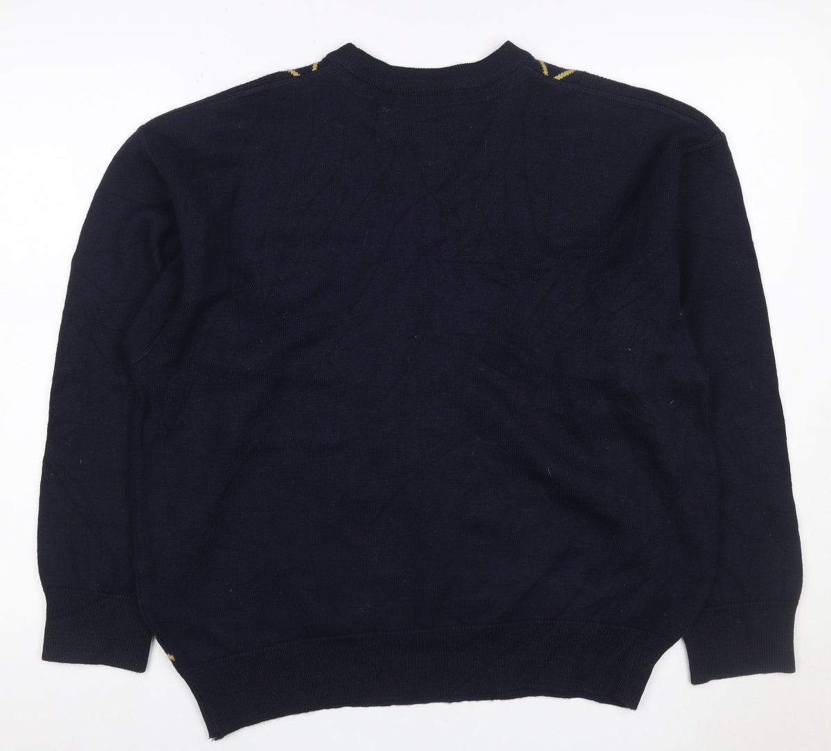 Kings Court Men's Navy M Argyle Wool Blend Crew Neck Pullover Jumper