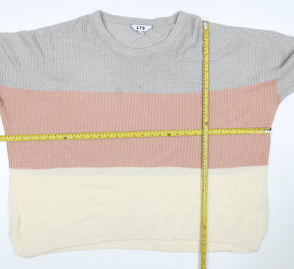 LTS Women’s Multicoloured Stripe Crew Neck Acrylic Jumper UK 18 Tall