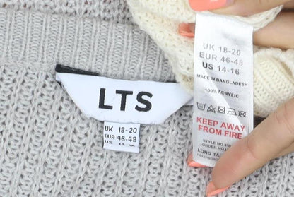 LTS Women’s Multicoloured Stripe Crew Neck Acrylic Jumper UK 18 Tall