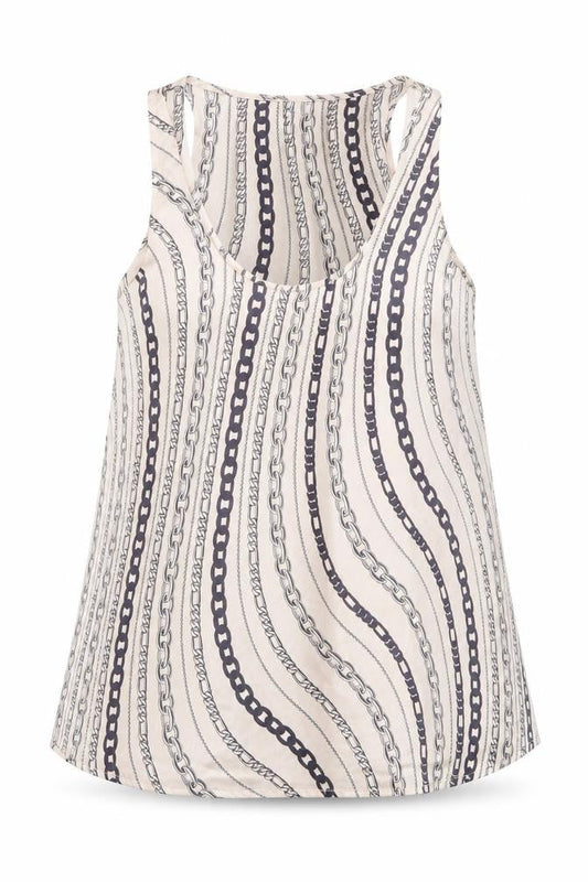 River Island Women Beige Chain Print Kimono Cowl Neck Blouse UK 14