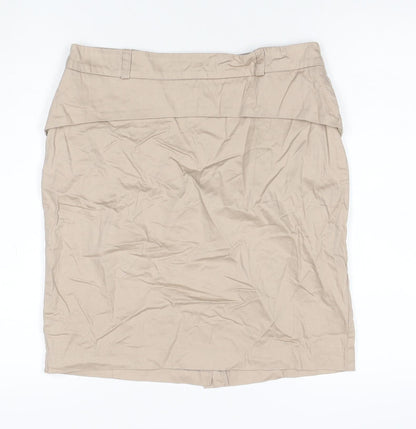 Collection LOB Women Beige UK 12 Pencil Knee Length Cotton Skirt