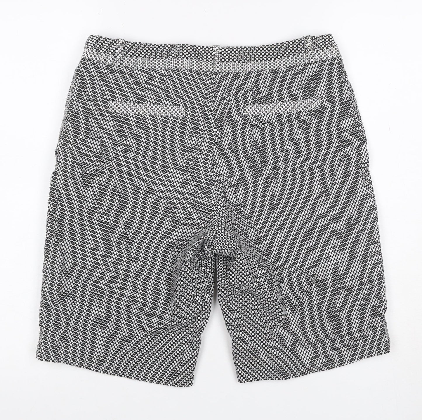 River Island Women’s Black White Geometric Bermuda Shorts UK 12