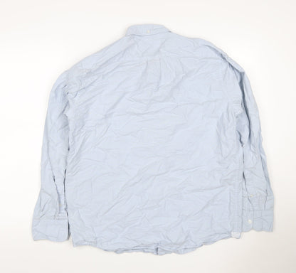 Dunnes Men Blue L Regular Fit Cotton Button-Down Long Sleeve Shirt