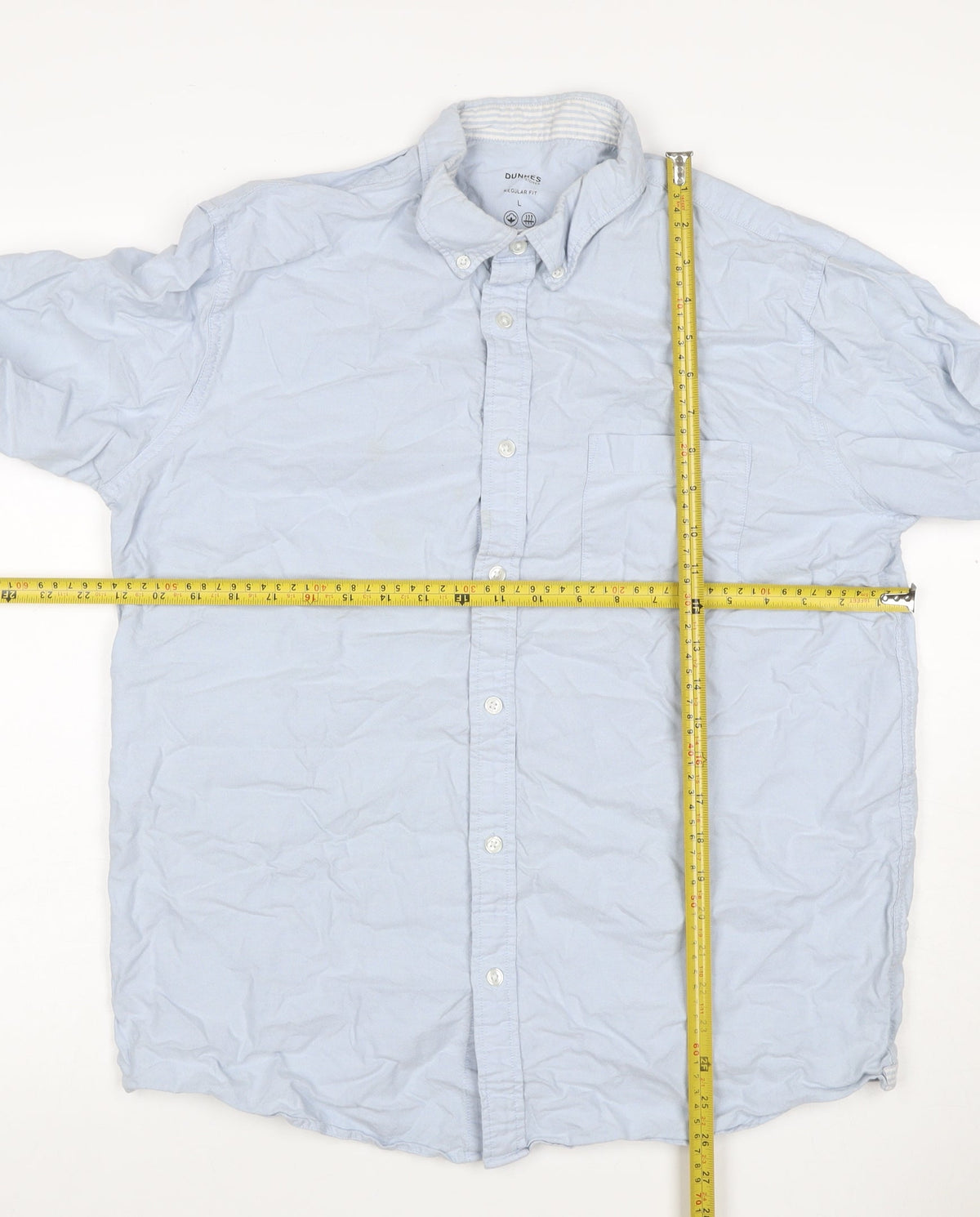 Dunnes Men Blue L Regular Fit Cotton Button-Down Long Sleeve Shirt