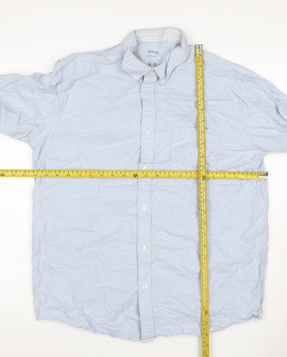 Dunnes Men Blue L Regular Fit Cotton Button-Down Long Sleeve Shirt