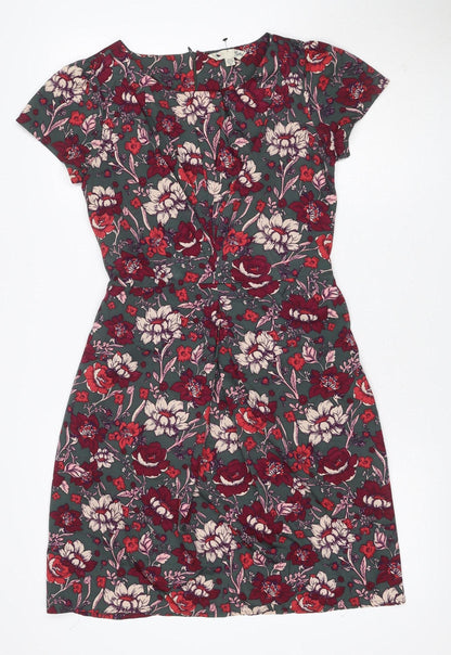 Yumi Women’s Green Floral Fit & Flare Knee Length Dress UK 8