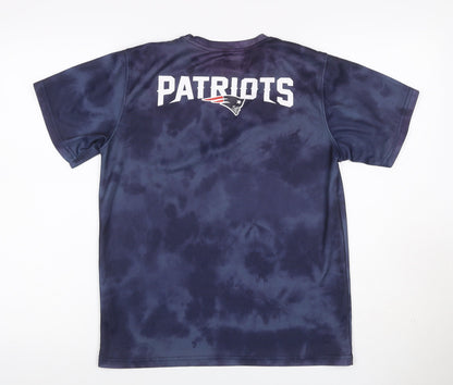 Back view of NFL New England Patriots boys’ blue xl 18-20 graphic jersey t-shirt