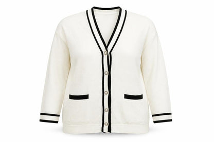 Who What Wear Women Ivory XL V-Neck Button Pocket Knit Cardigan