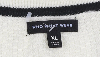 Who What Wear Women Ivory XL V-Neck Button Pocket Knit Cardigan