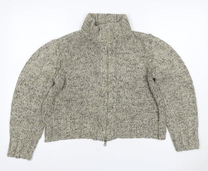 Marks and Spencer Women Green UK 12 Chunky Knit Full Zip Jumper