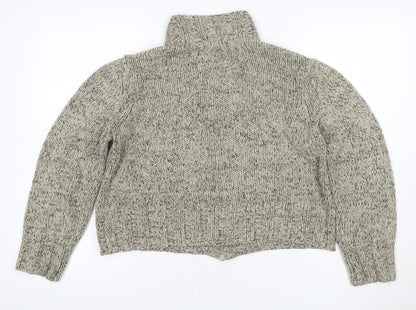 Marks and Spencer Women Green UK 12 Chunky Knit Full Zip Jumper