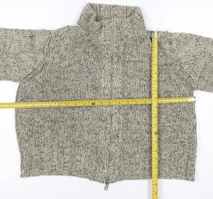 Marks and Spencer Women Green UK 12 Chunky Knit Full Zip Jumper